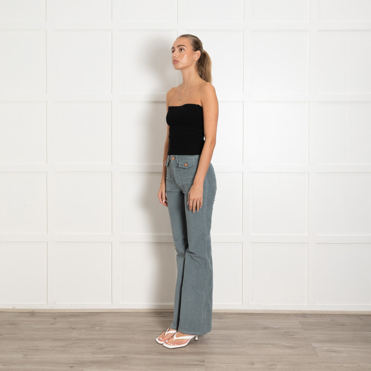 See By Chloe Grey Green Needlecord Trousers - Image 3