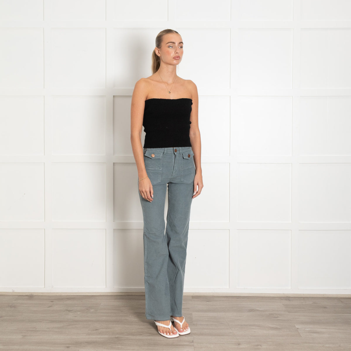 See By Chloe Grey Green Needlecord Trousers - Image 7