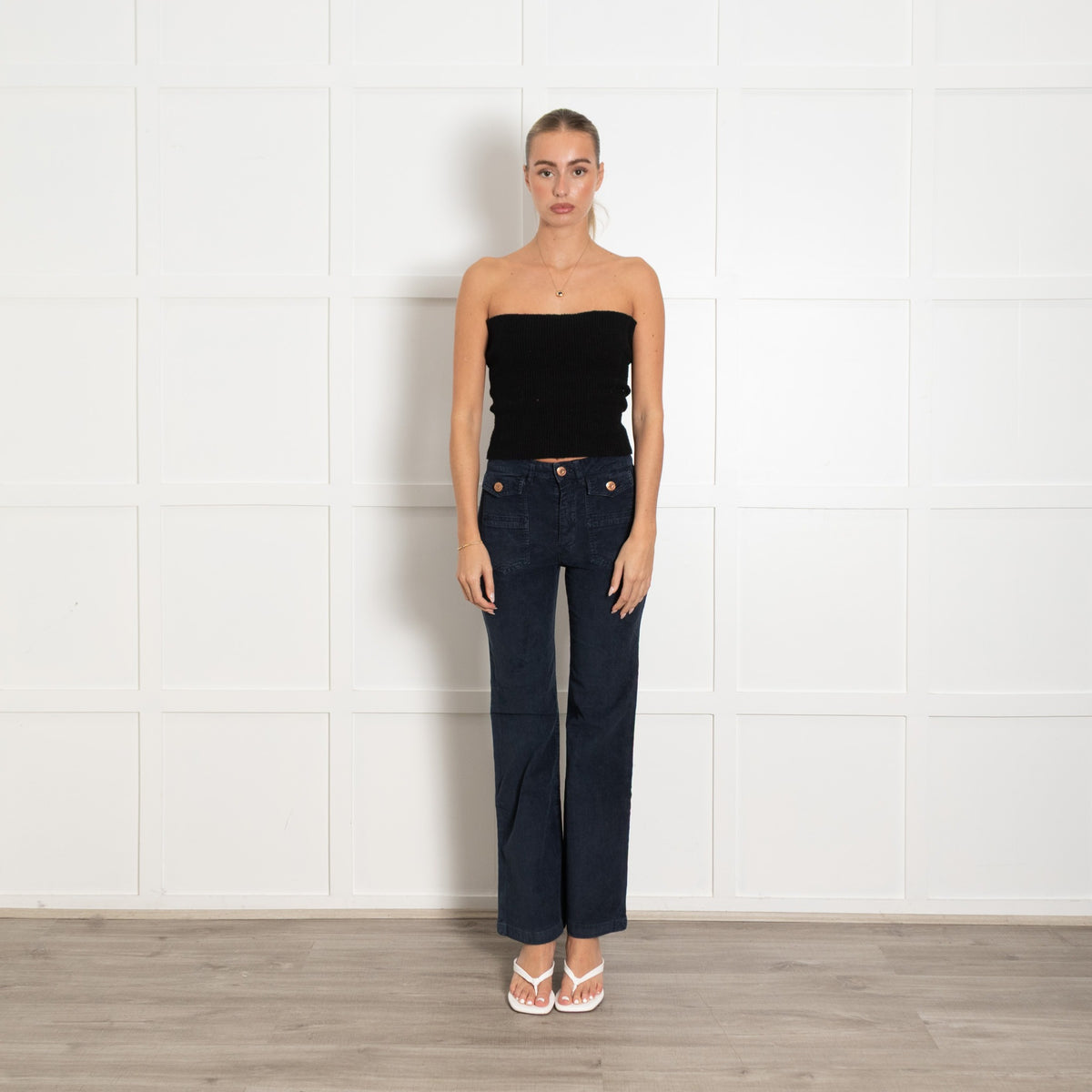 See By Chloe Navy Needlecord Trousers - Image 1