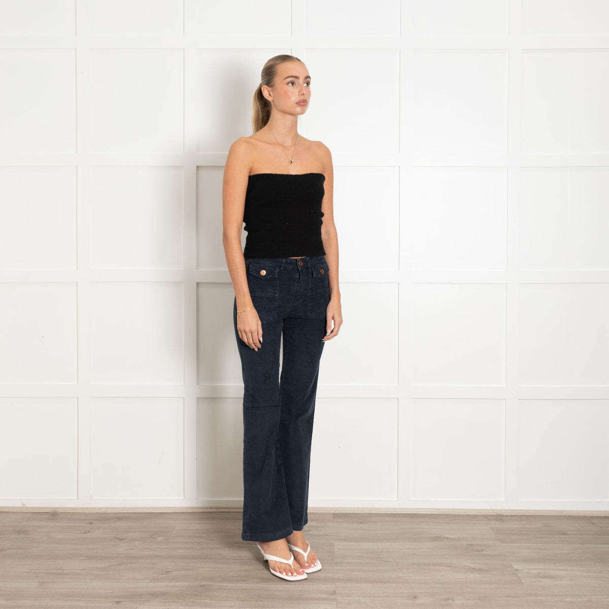 See By Chloe Navy Needlecord Trousers - Image 7