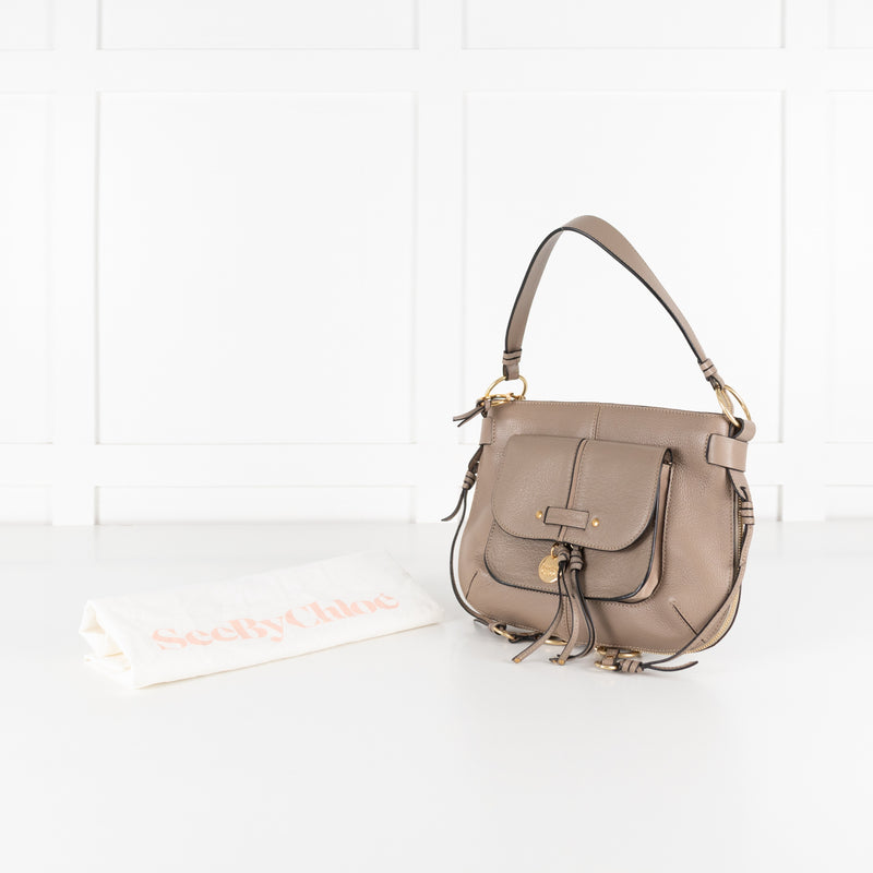 See By Chloe  Susie Taupe Shoulder Bag With Tassels & Crossbody Strap - Image 2