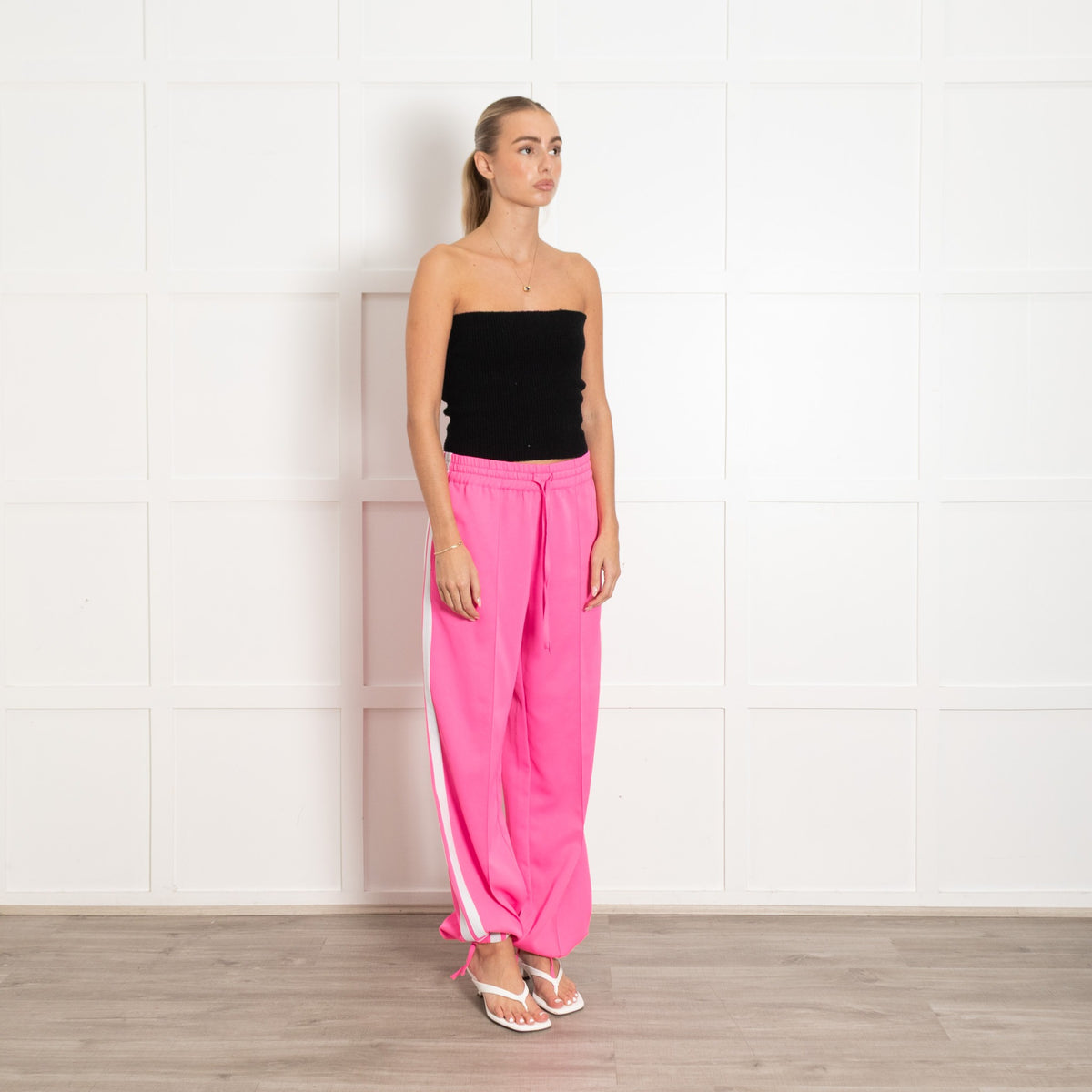 Serena Bute Pink White Side Stripes Joggers - Image 7