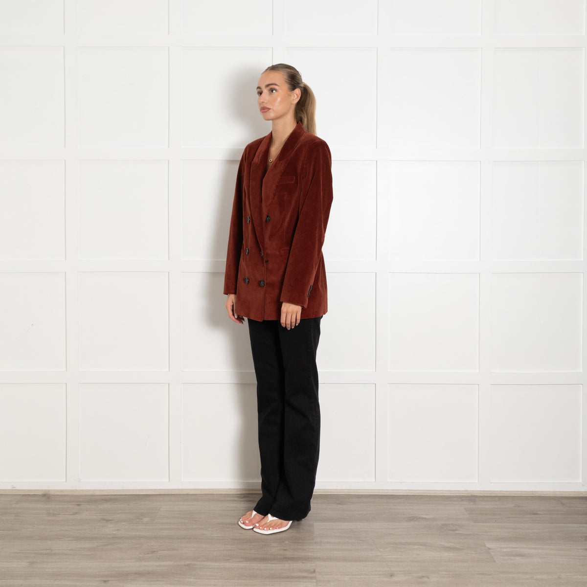 Set Rust Courdroy Double Breasted Blazer - Image 3