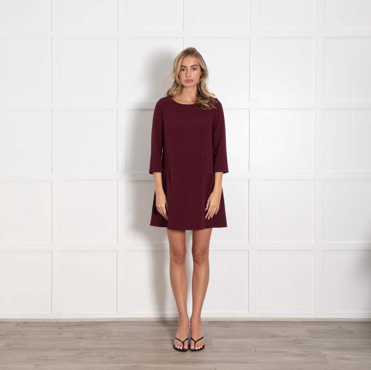 Sezane Burgundy Peplum Mini Dress UK 10 - Image 1