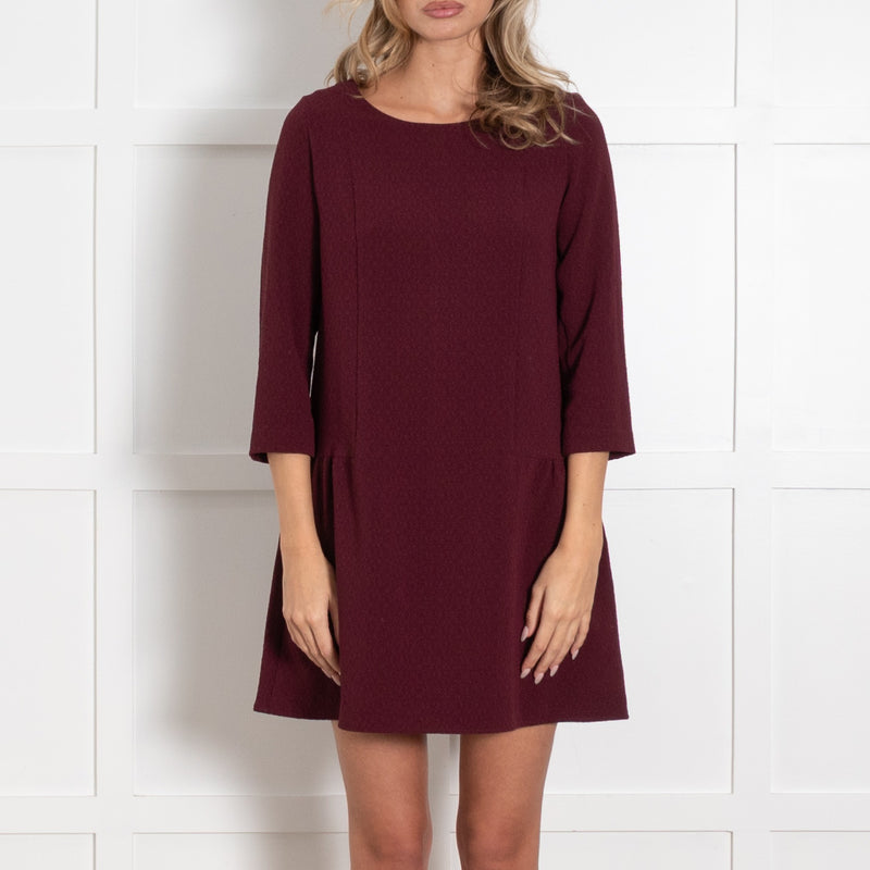 Sezane Burgundy Peplum Mini Dress UK 10 - Image 2
