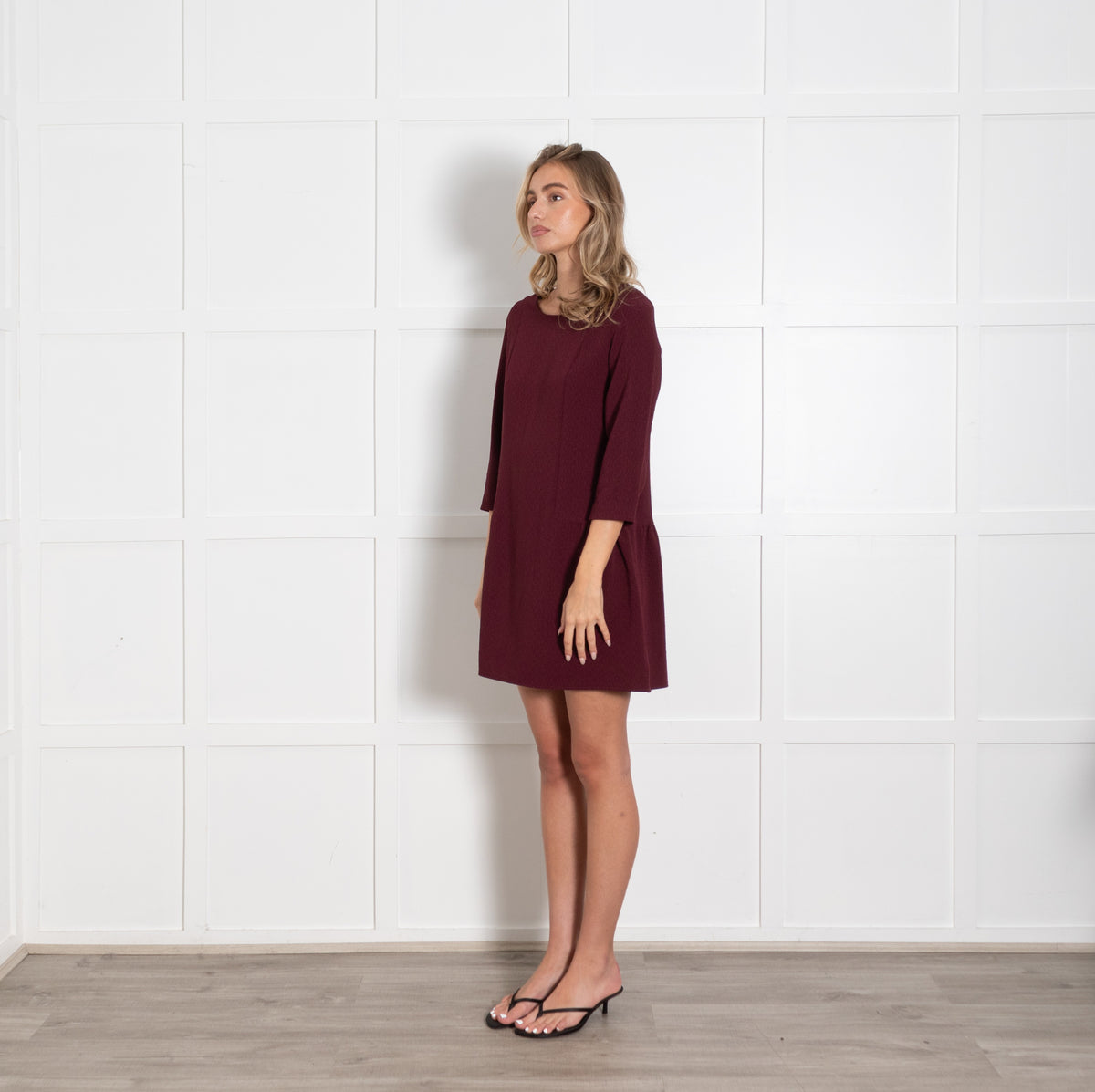 Sezane Burgundy Peplum Mini Dress UK 10 - Image 3