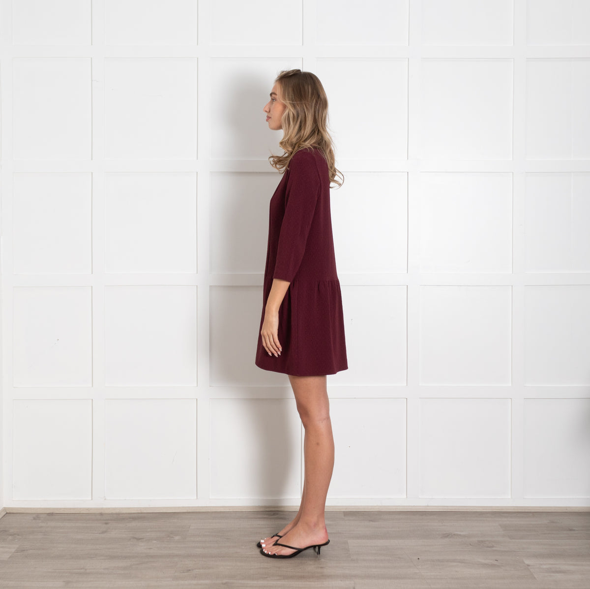 Sezane Burgundy Peplum Mini Dress UK 10 - Image 4