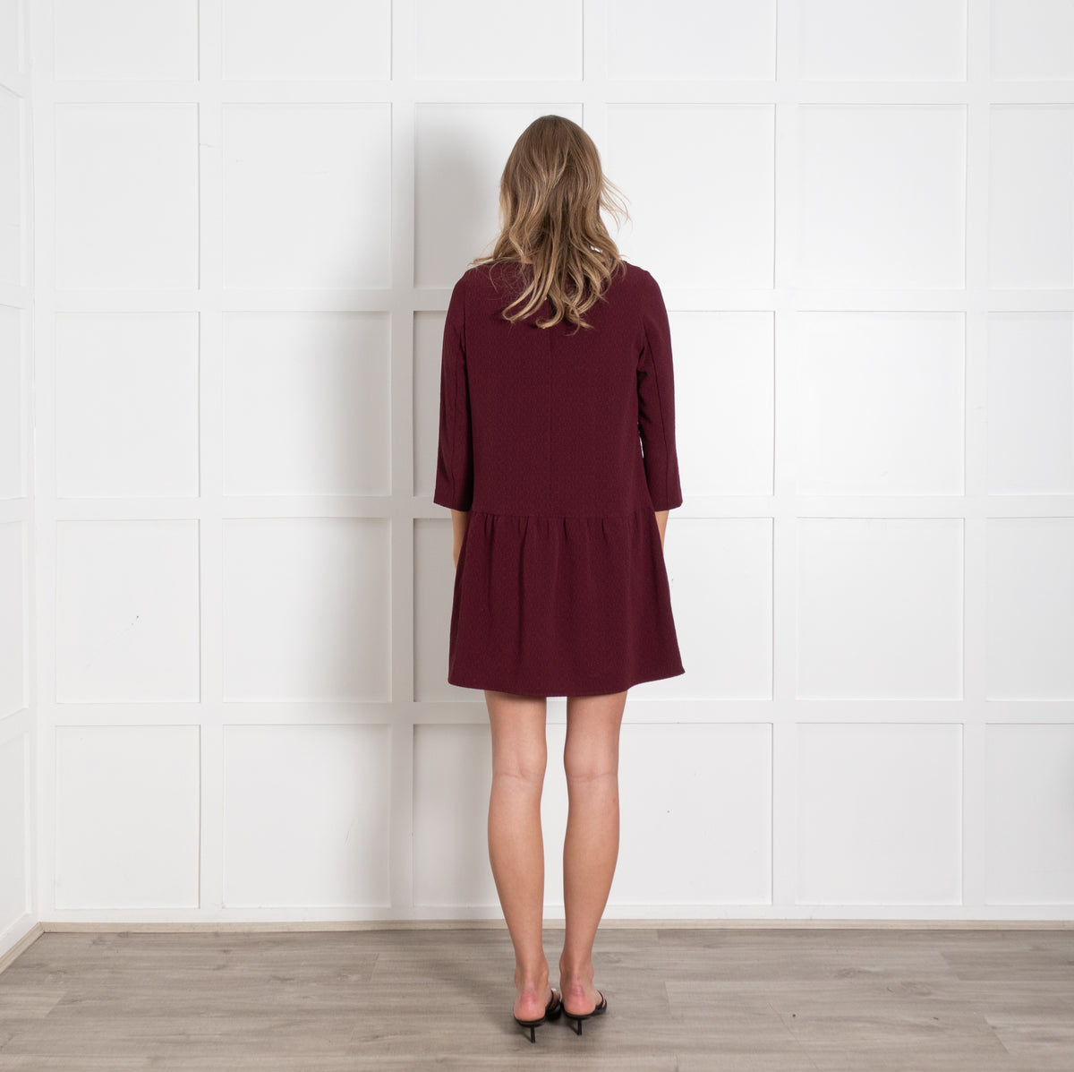 Sezane Burgundy Peplum Mini Dress UK 10 - Image 5