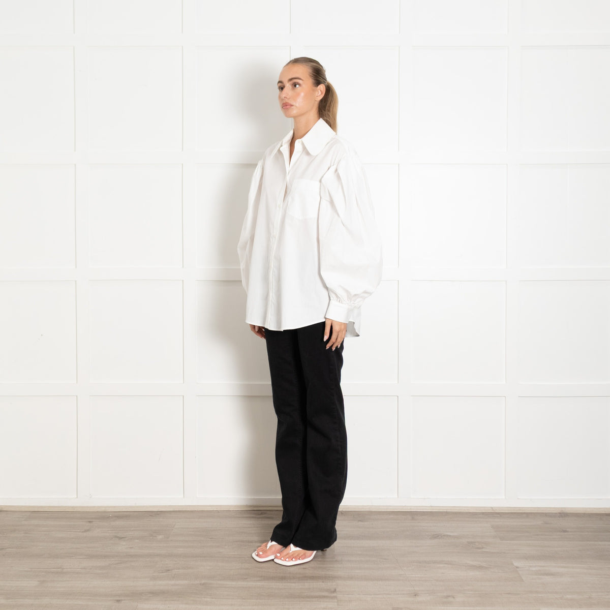 Simone Rocha White Oversized Cotton Shirt - Image 3