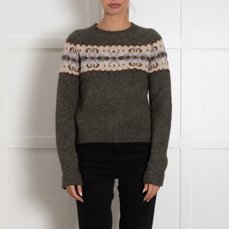 Soeur Brittany Grey Wool Blend & Jacquard Jumper UK 10 - Image 7