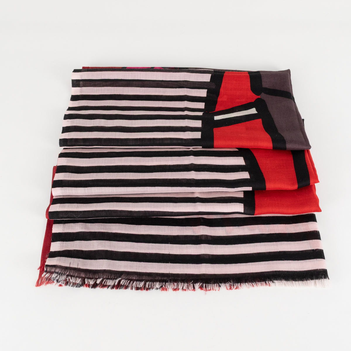 Sonia Rykiel Red Black Brown Print Scarf - Image 1