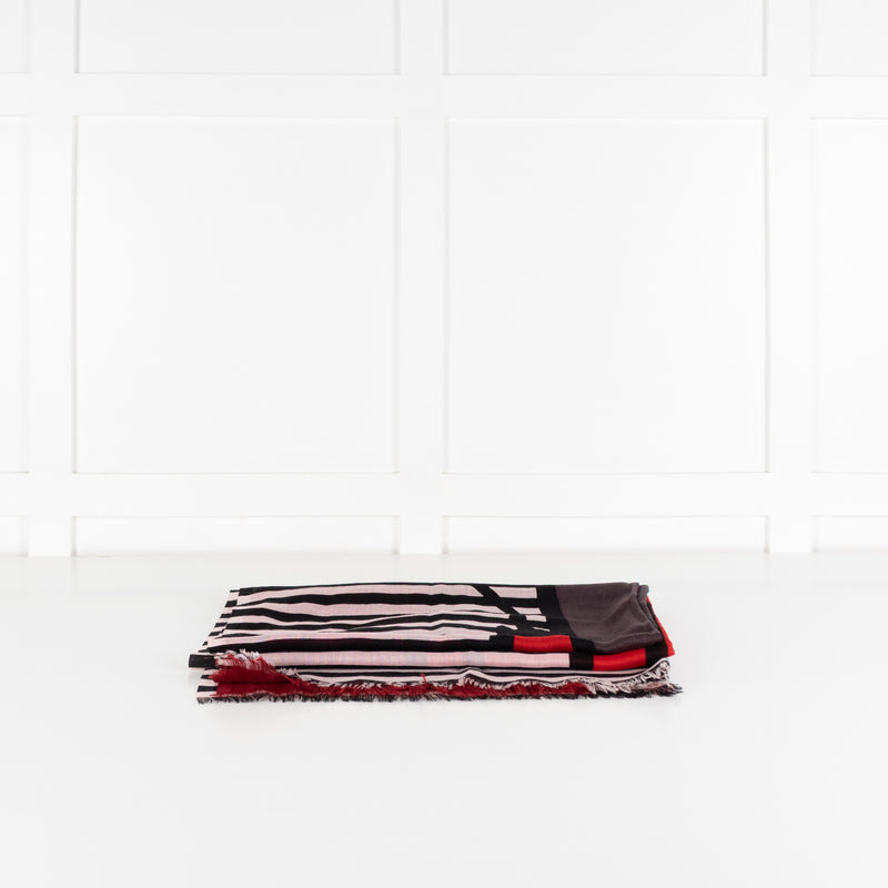 Sonia Rykiel Red Black Brown Print Scarf - Image 2