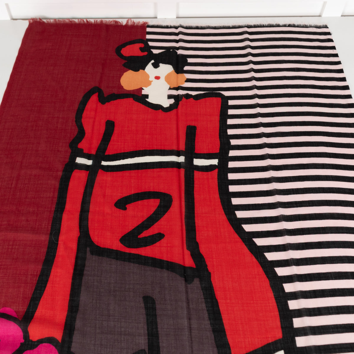 Sonia Rykiel Red Black Brown Print Scarf - Image 3
