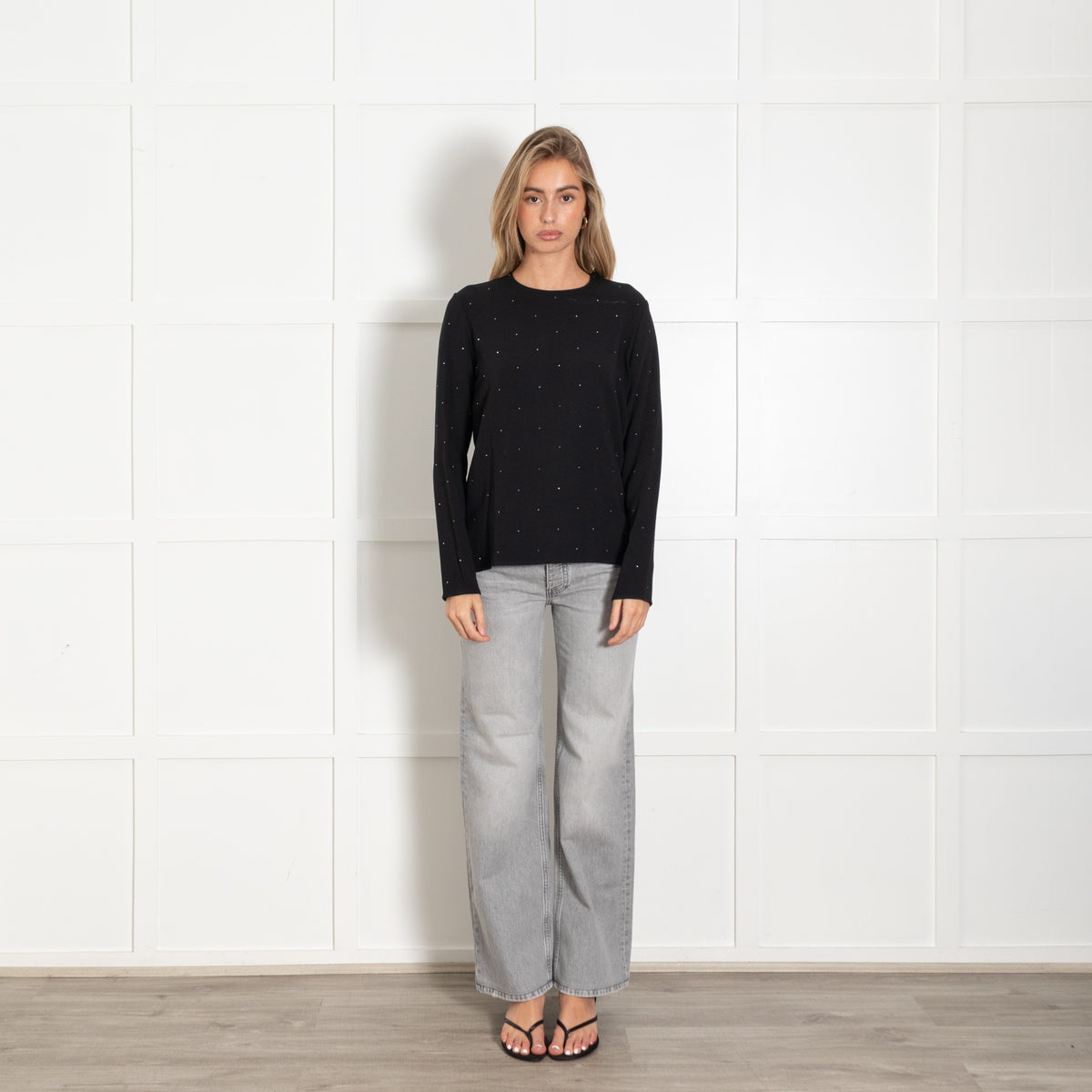 Black Embellished Blouse With Studs - Image 1