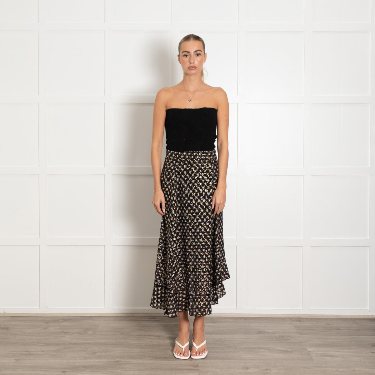 Stine Goya Black, Gold & Pink Star Skirt With Frill Hem - Image 1