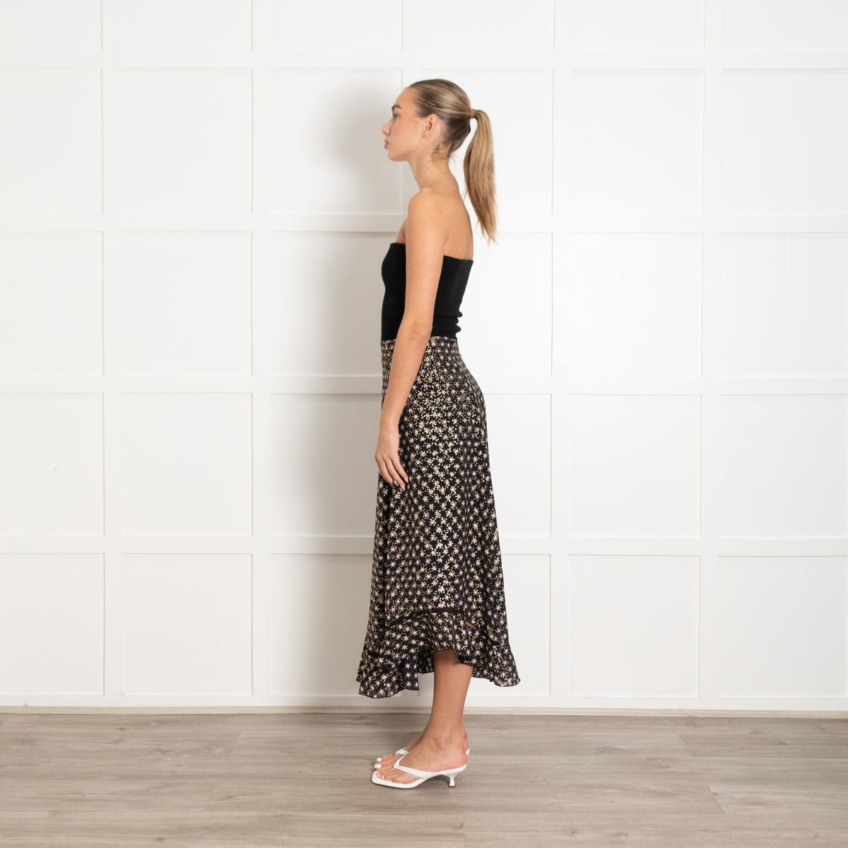 Stine Goya Black, Gold & Pink Star Skirt With Frill Hem - Image 4