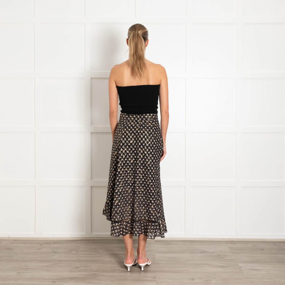 Stine Goya Black, Gold & Pink Star Skirt With Frill Hem - Image 5
