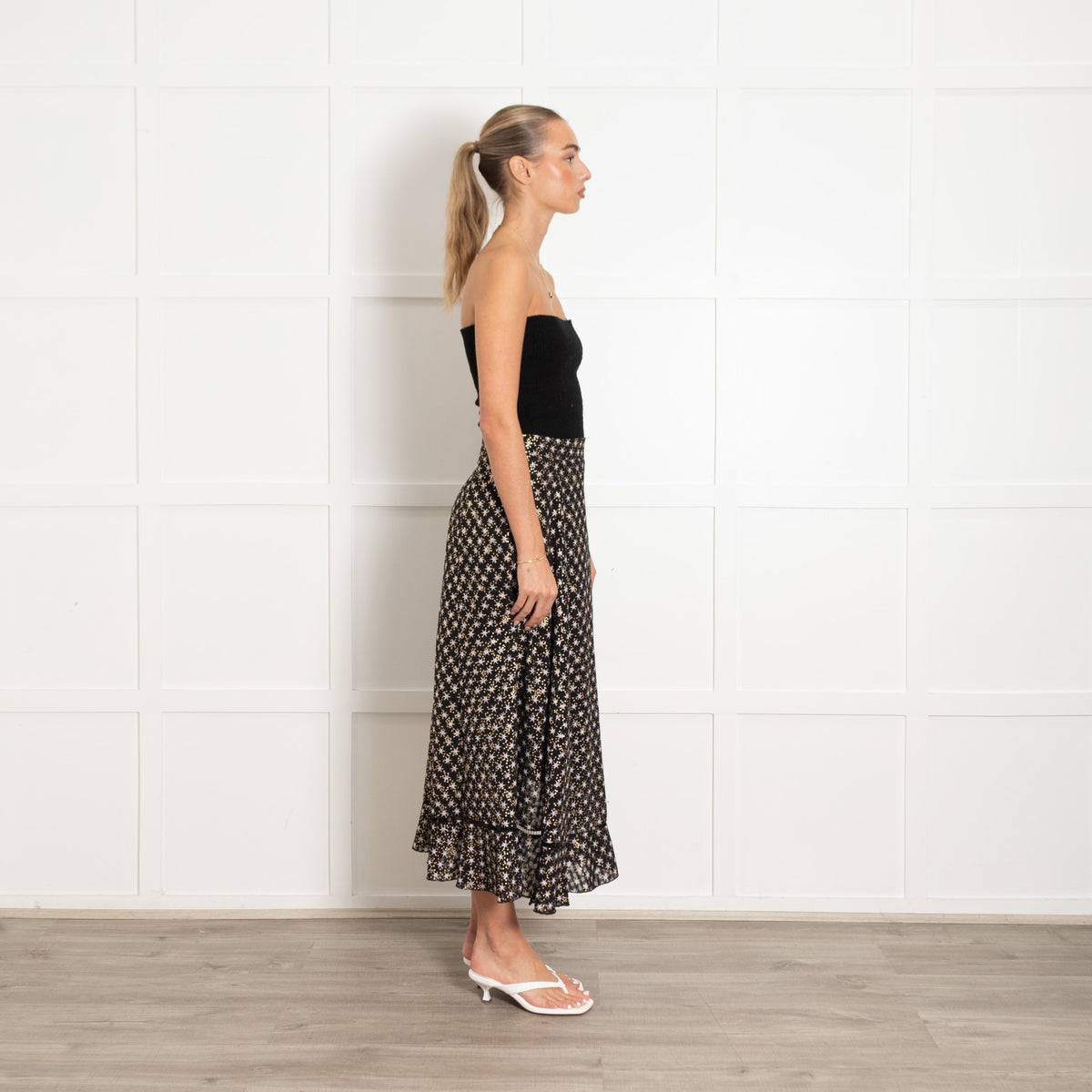 Stine Goya Black, Gold & Pink Star Skirt With Frill Hem - Image 6
