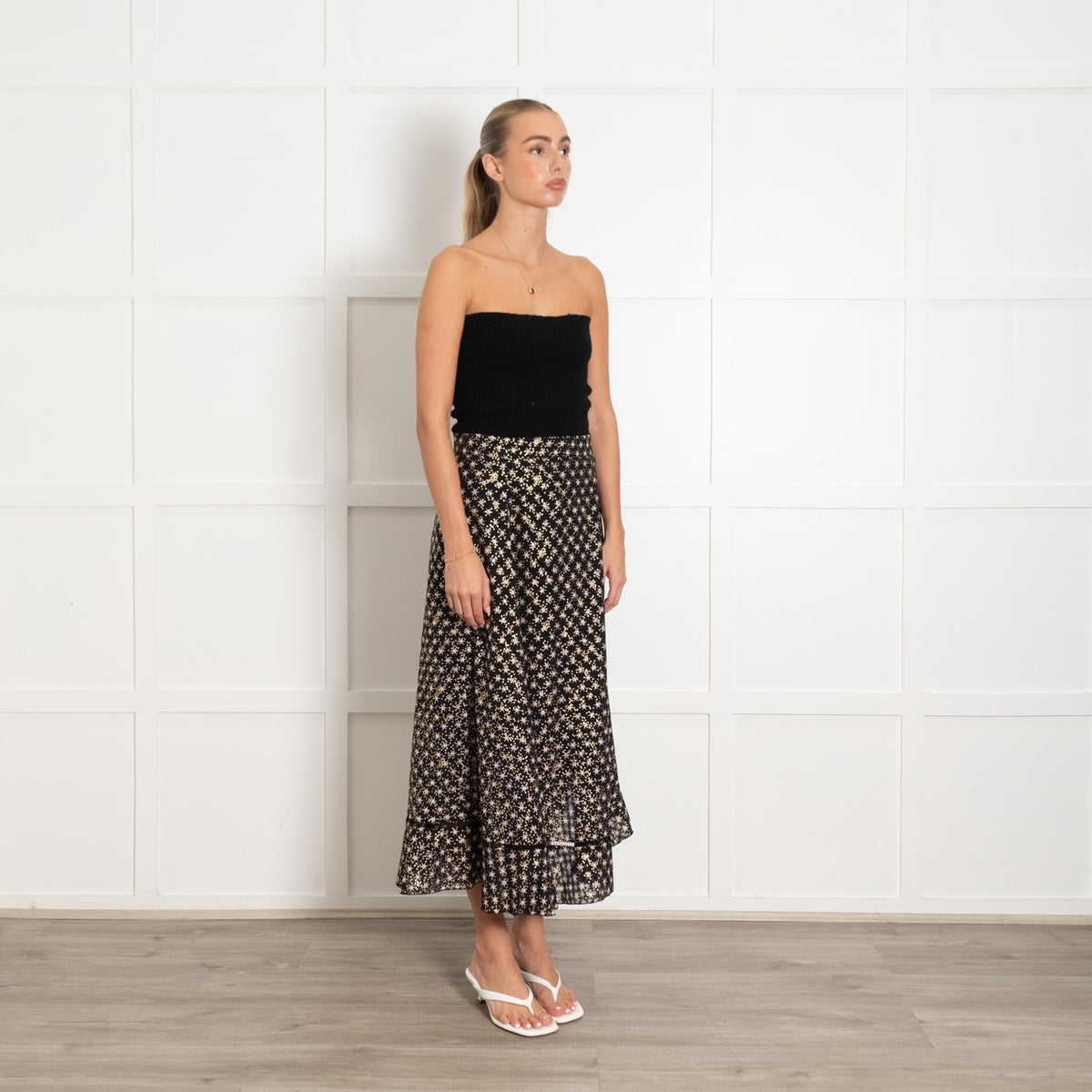 Stine Goya Black, Gold & Pink Star Skirt With Frill Hem - Image 7