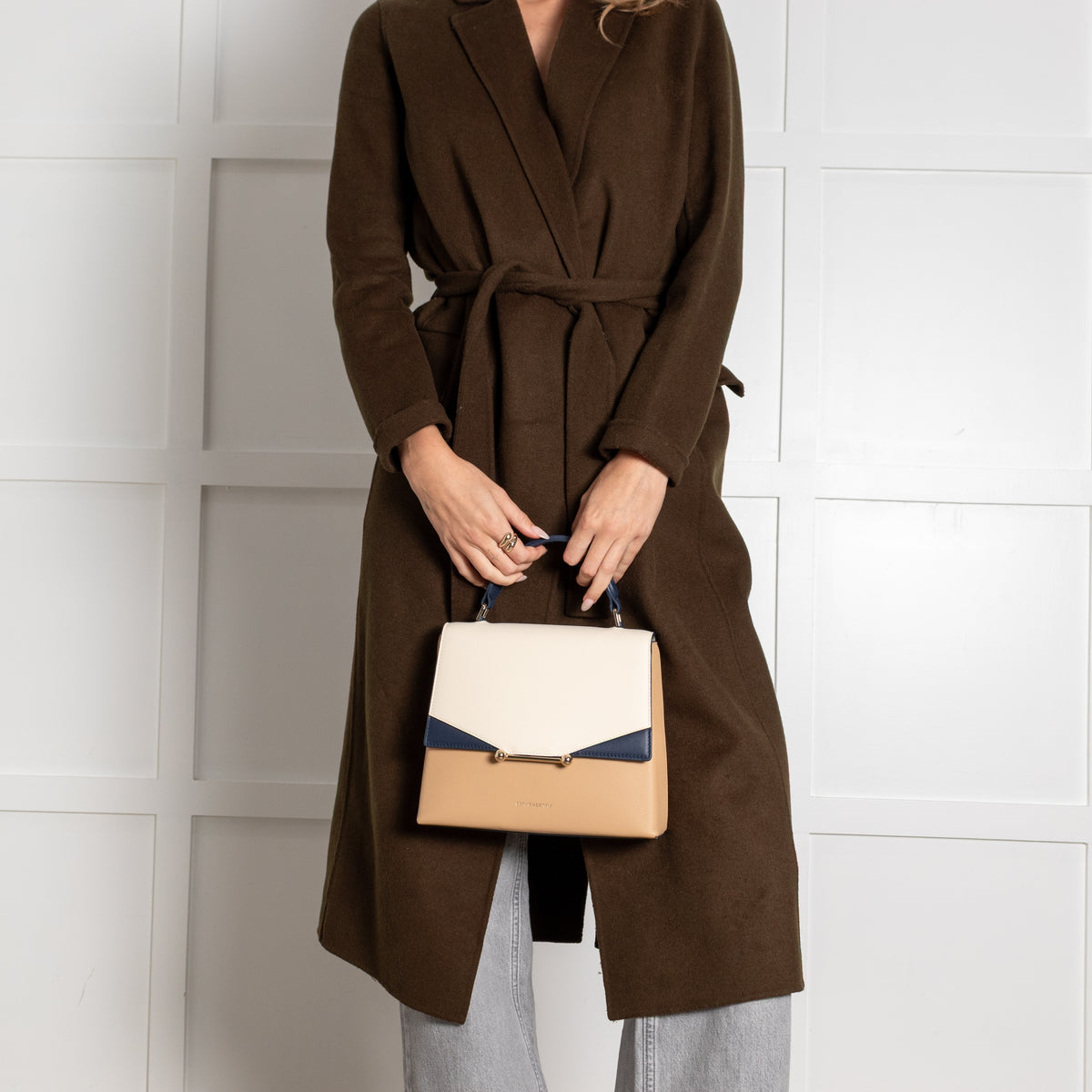 Standard Trinity Oat Honey Clay Leather Top Handle Bag - Image 1