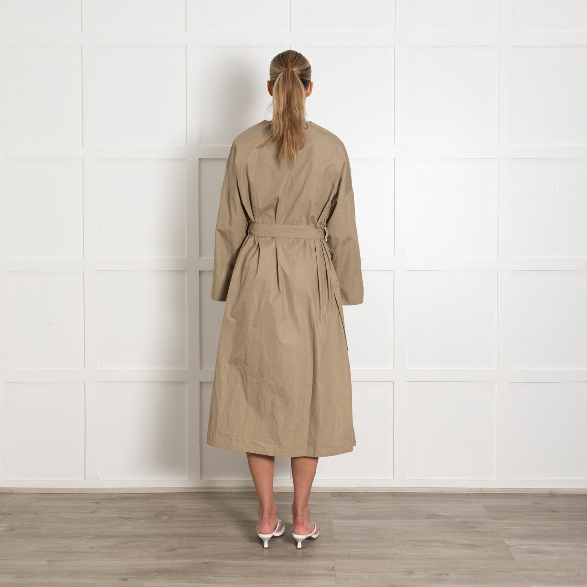 Studio Nicholson Olive Green Cotton Belted Dress - Image 5