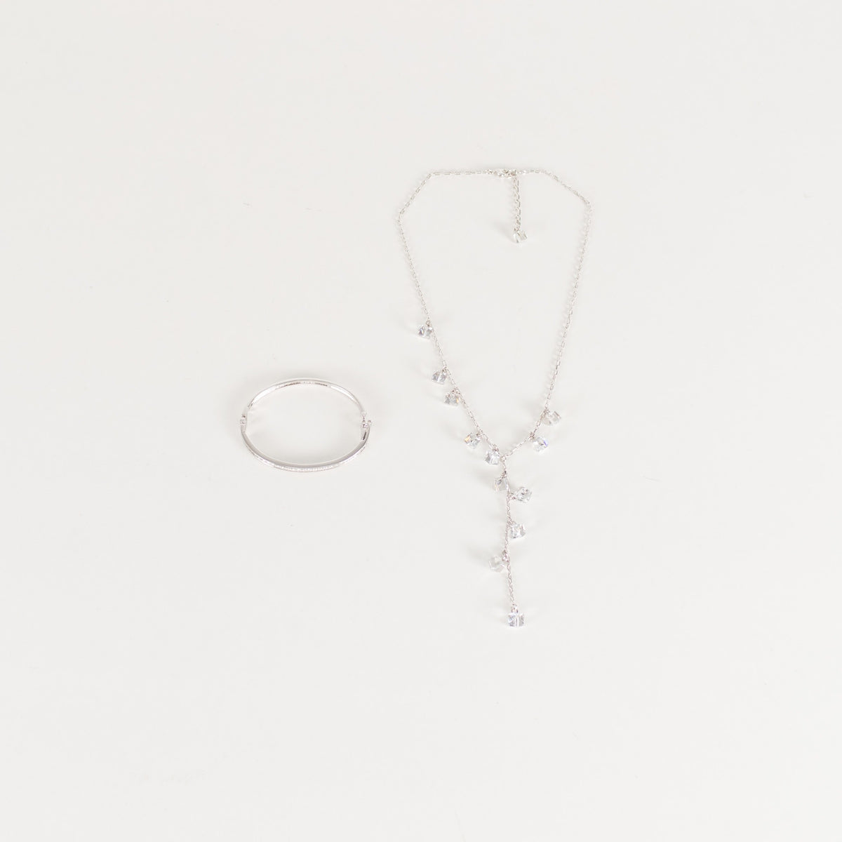 Swarovski Silver Drop Crystal Long Necklace - Image 1
