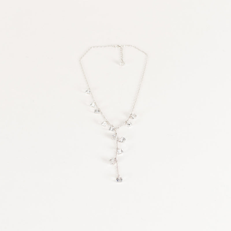 Swarovski Silver Drop Crystal Long Necklace - Image 2