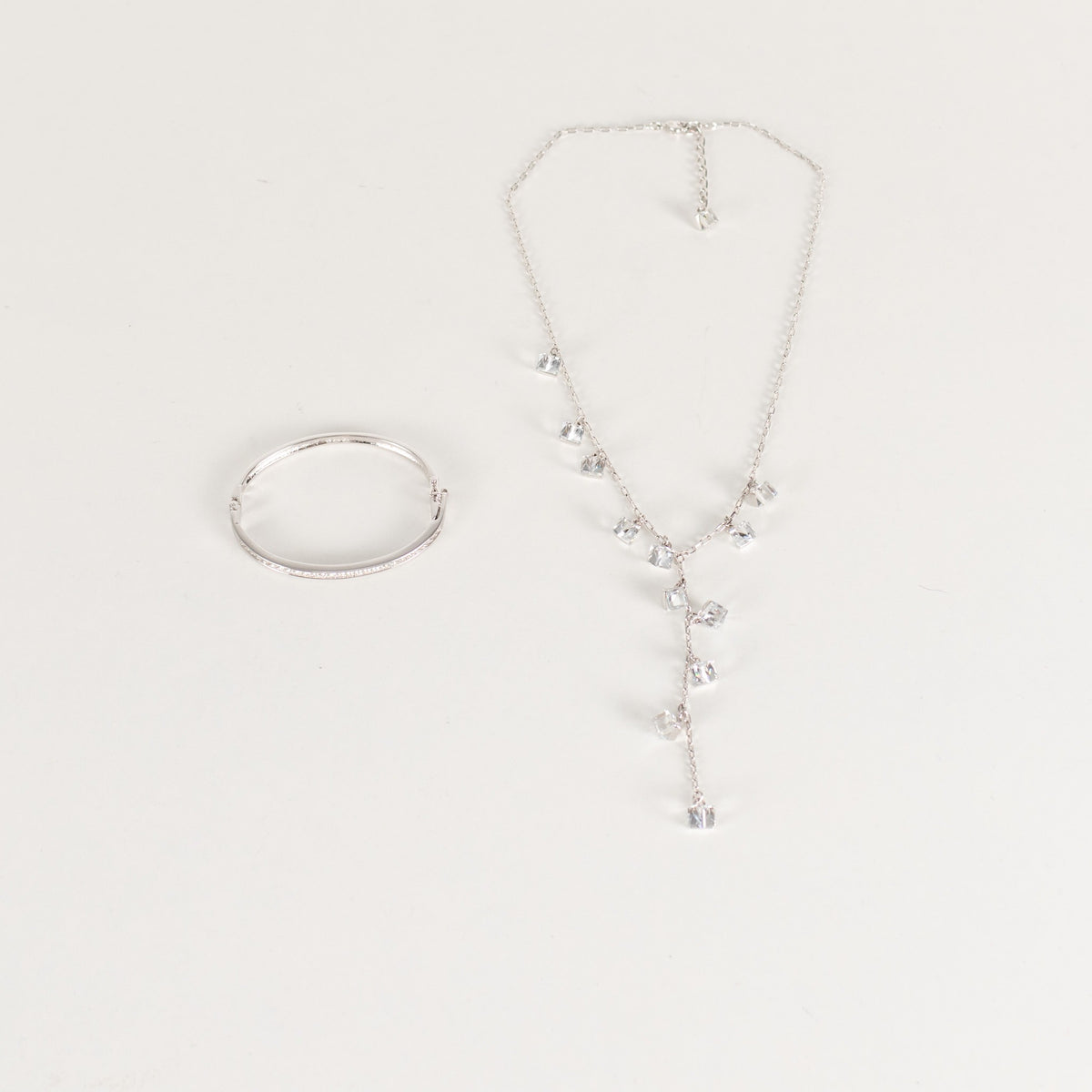 Swarovski Silver Drop Crystal Long Necklace - Image 3