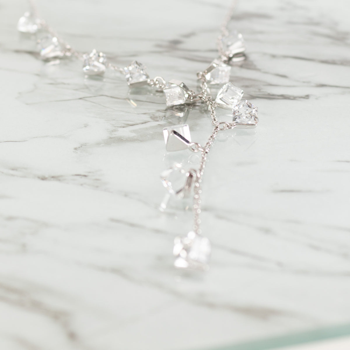Swarovski Silver Drop Crystal Long Necklace - Image 5