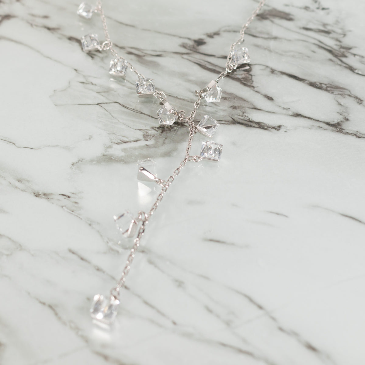 Swarovski Silver Drop Crystal Long Necklace - Image 6