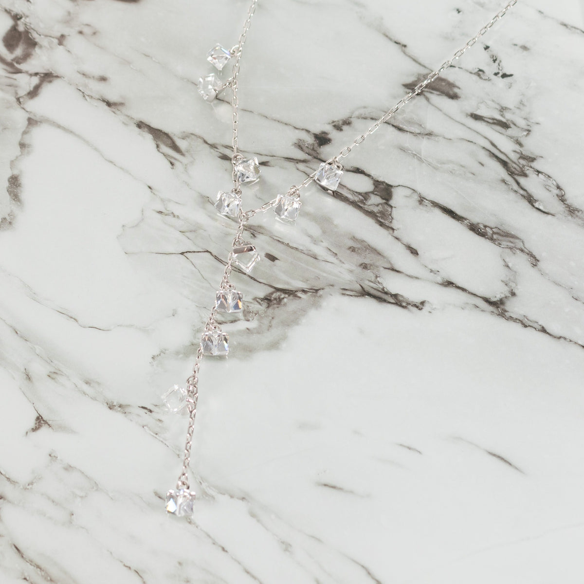 Swarovski Silver Drop Crystal Long Necklace - Image 7