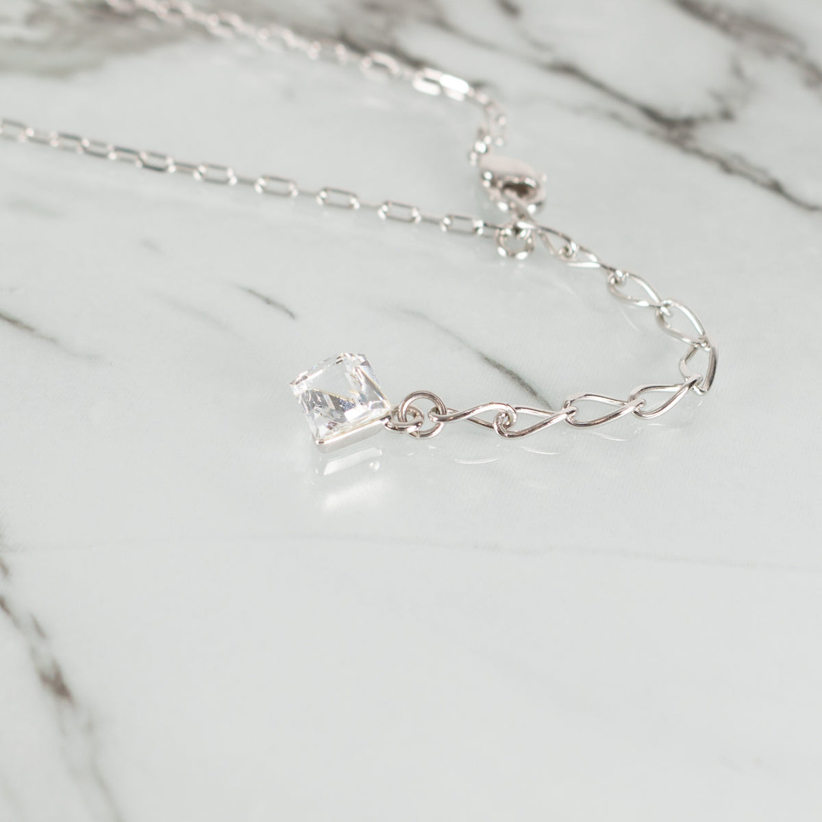 Swarovski Silver Drop Crystal Long Necklace - Image 8