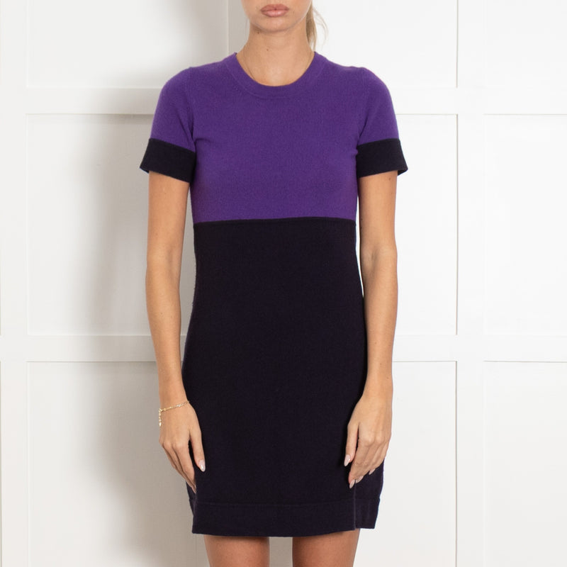 Theory Purple and Black Cashmere Fit and Flare Mini Dress - Image 1