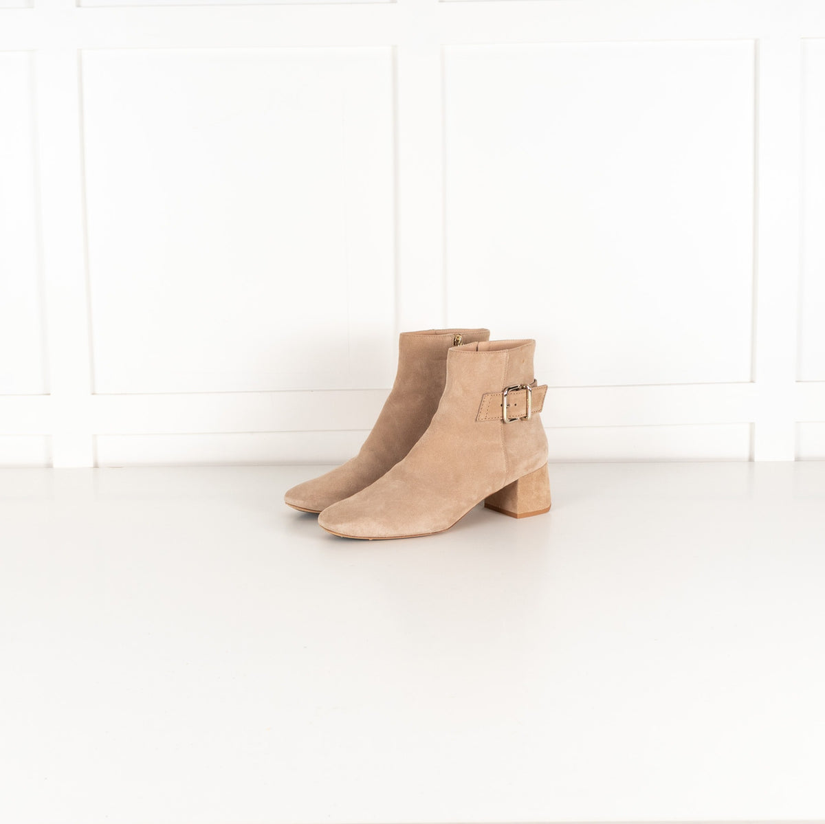 Tod's Beige Suede Buckle Ankle Boots - Image 1