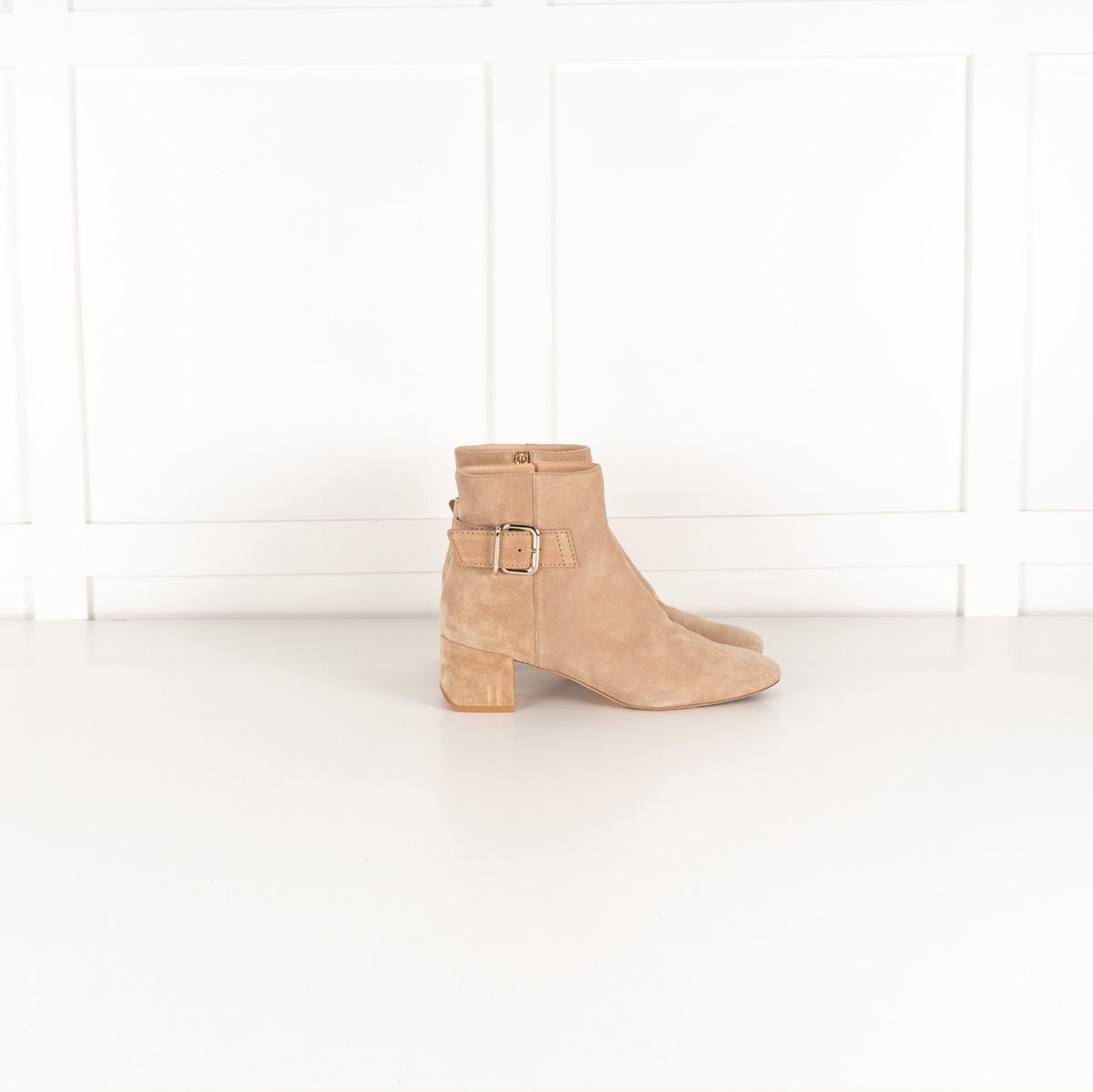 Tod's Beige Suede Buckle Ankle Boots - Image 6