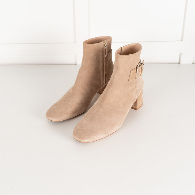 Tod's Beige Suede Buckle Ankle Boots - Image 2