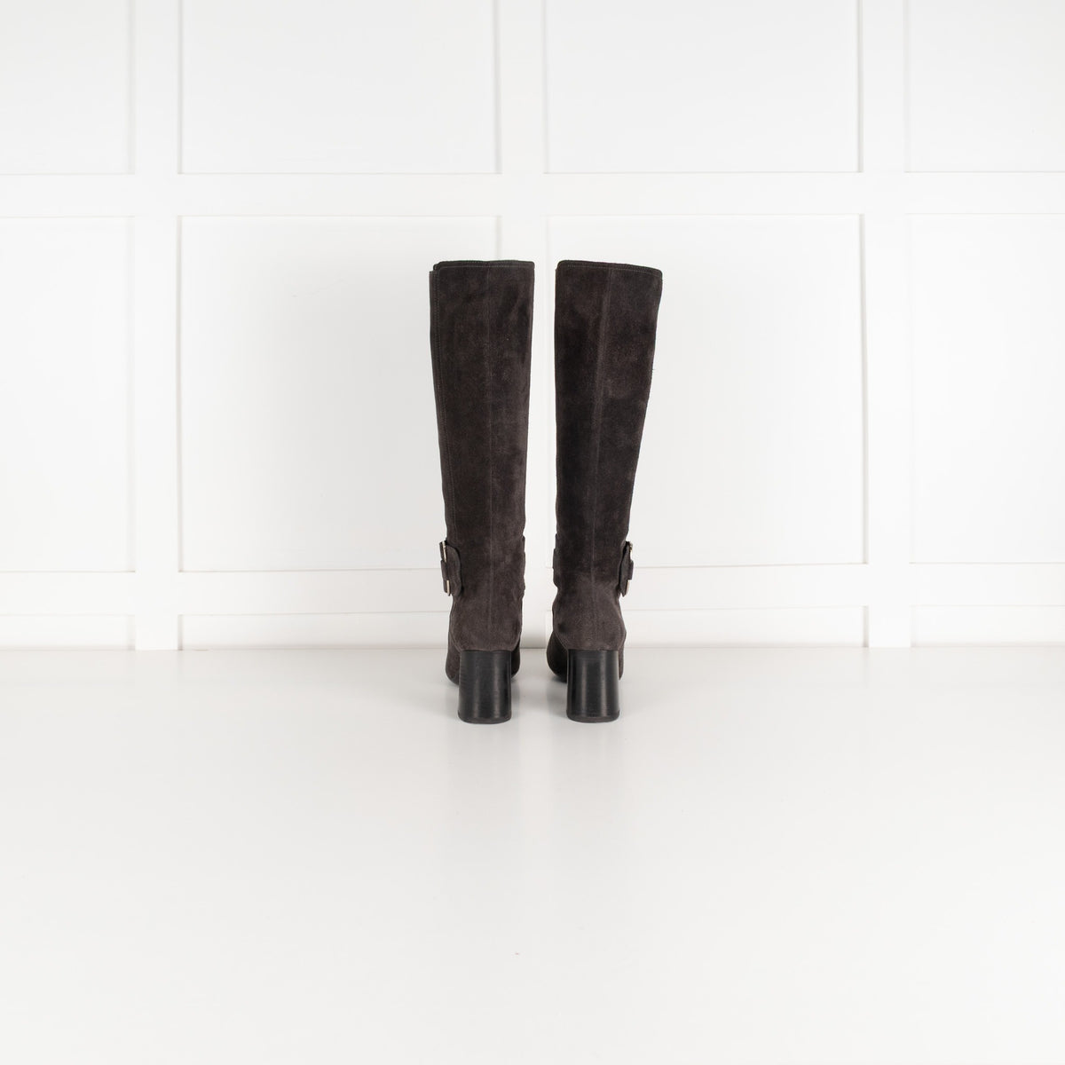 Tod's Grey Suede Heeled Knee Length Boots - Image 5