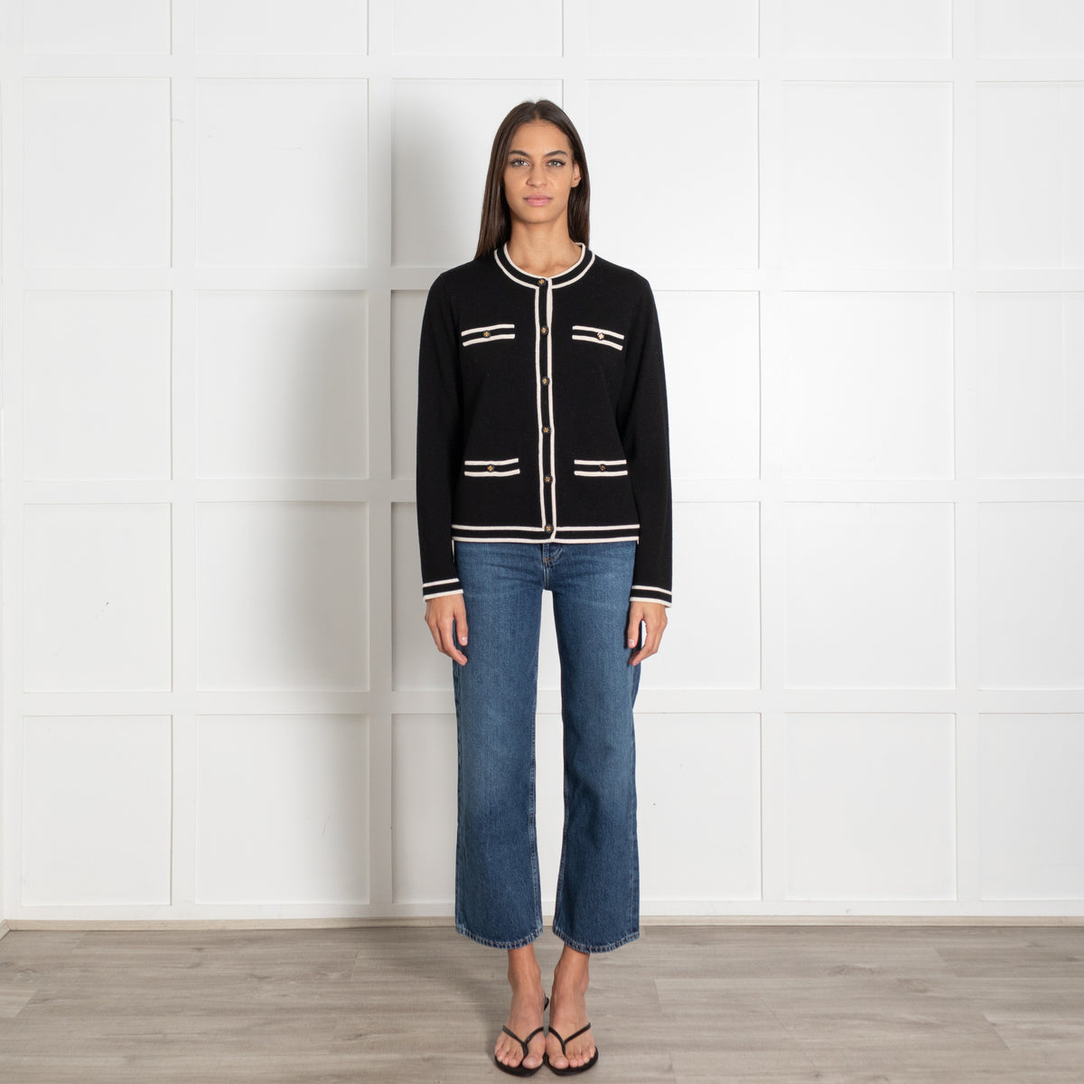 Tory Burch Black Trim Button Kendra Cardigan - Image 1