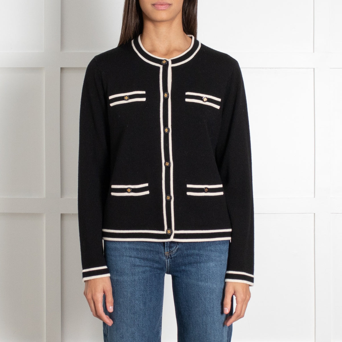 Tory Burch Black Trim Button Kendra Cardigan - Image 2