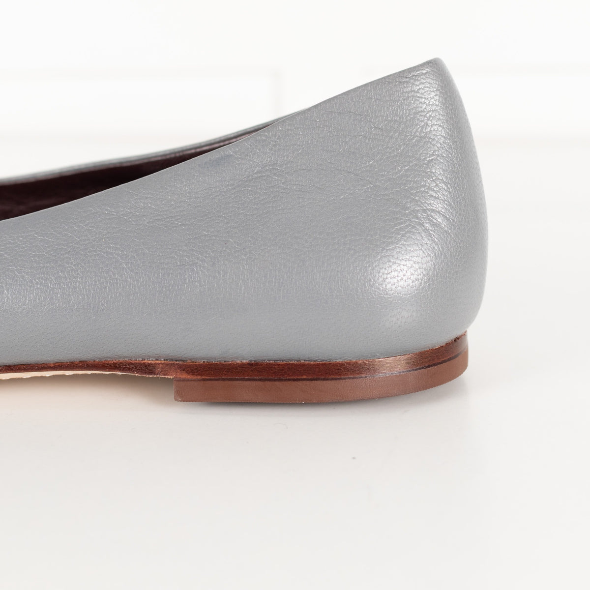 Tory Burch Grey Georgia Leather Ballet Pumps - Image 12