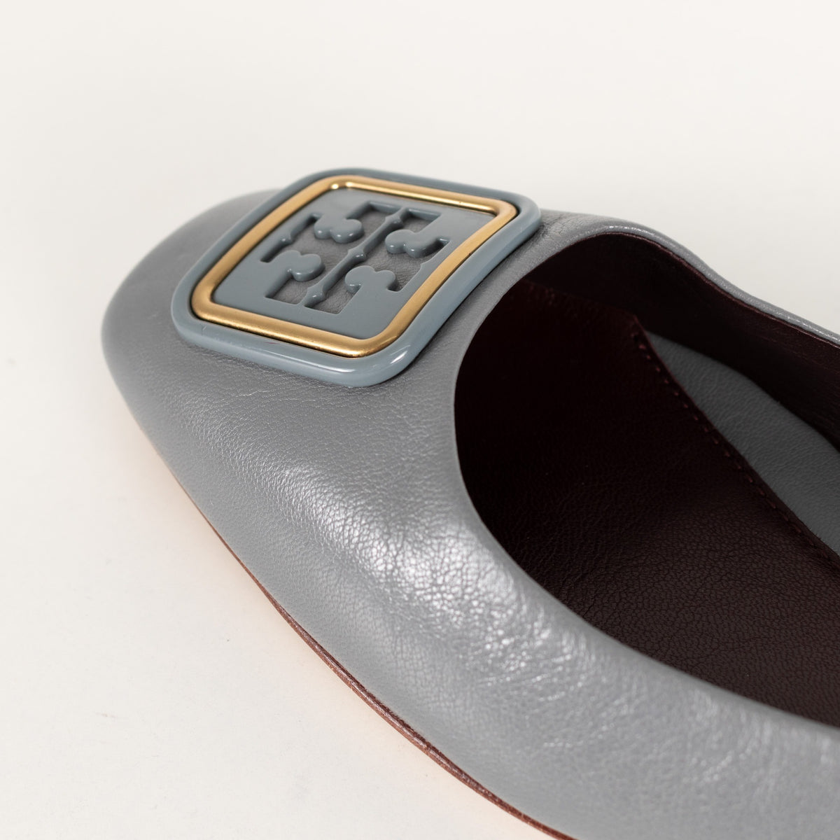 Tory Burch Grey Georgia Leather Ballet Pumps - Image 13