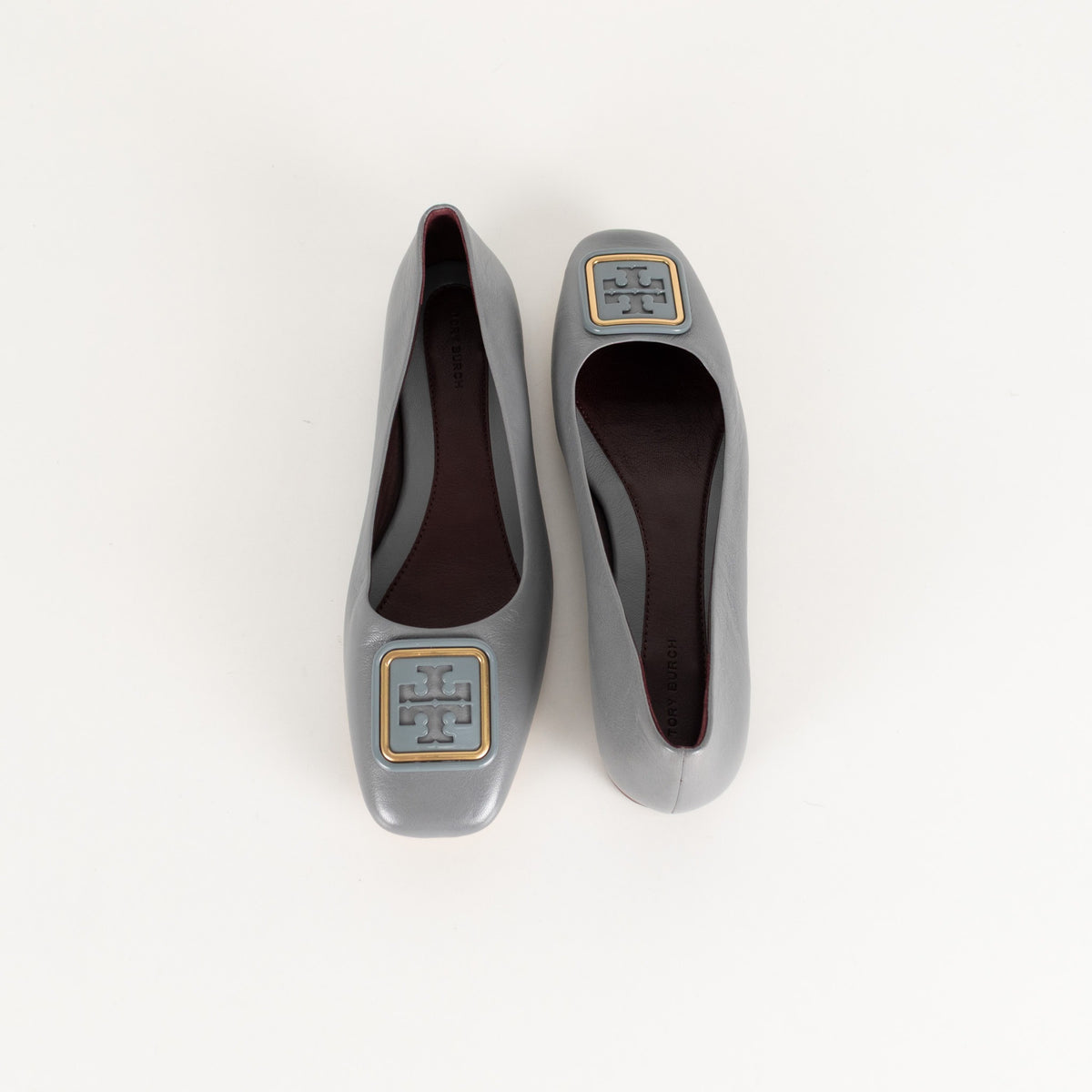 Tory Burch Grey Georgia Leather Ballet Pumps - Image 14