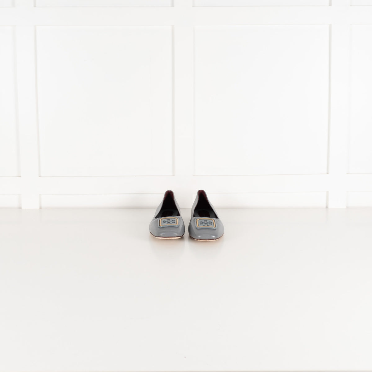 Tory Burch Grey Georgia Leather Ballet Pumps - Image 3