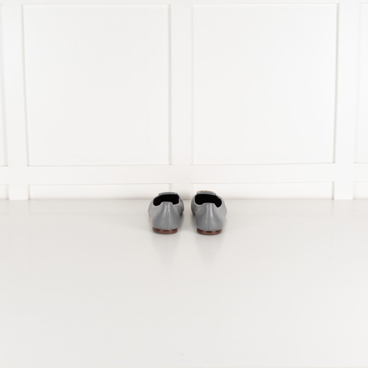 Tory Burch Grey Georgia Leather Ballet Pumps - Image 5