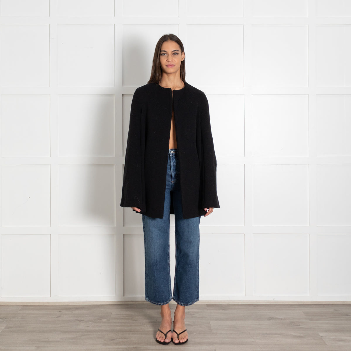 Toteme Black Wool Blend Bell Sleeve Jacket