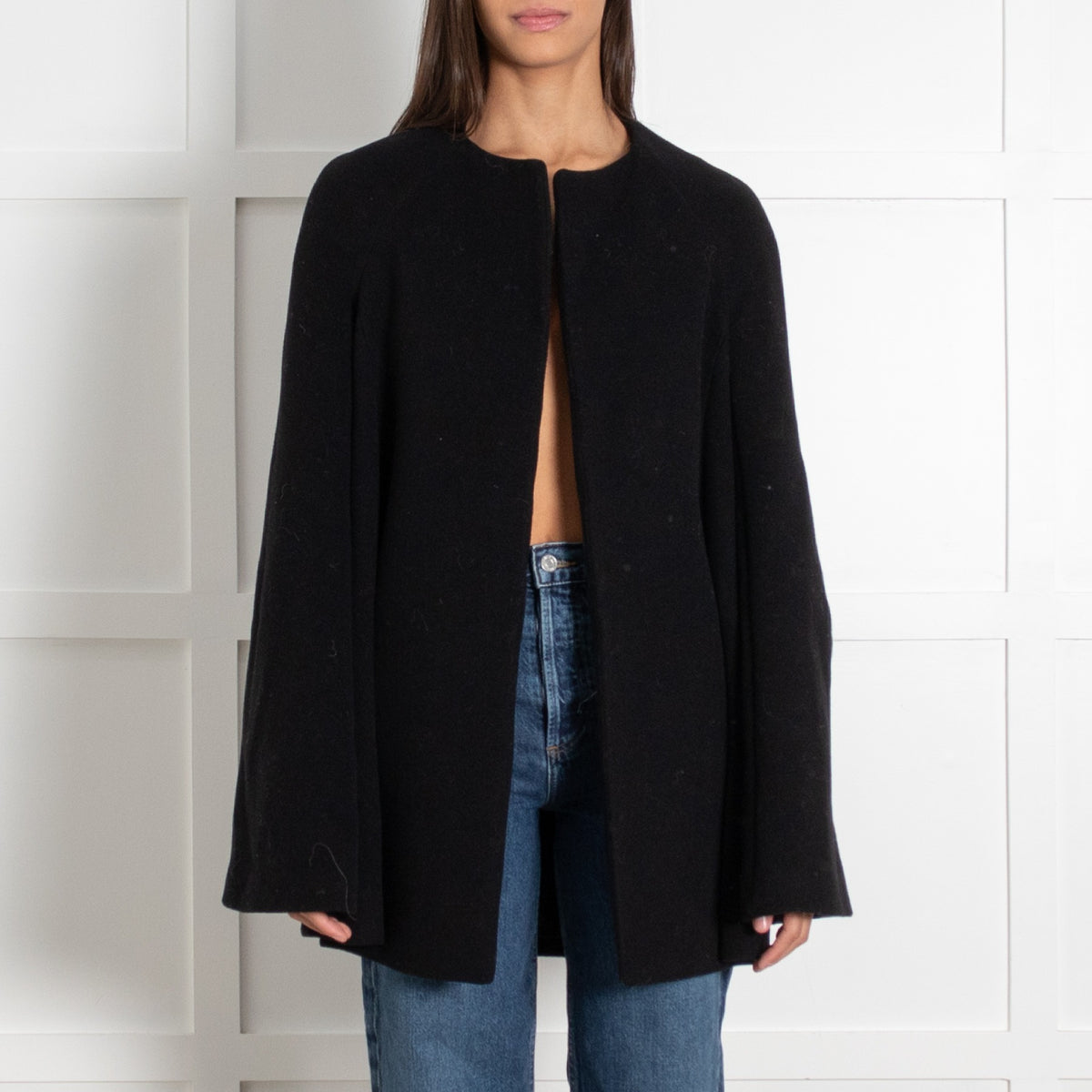 Toteme Black Wool Blend Bell Sleeve Jacket