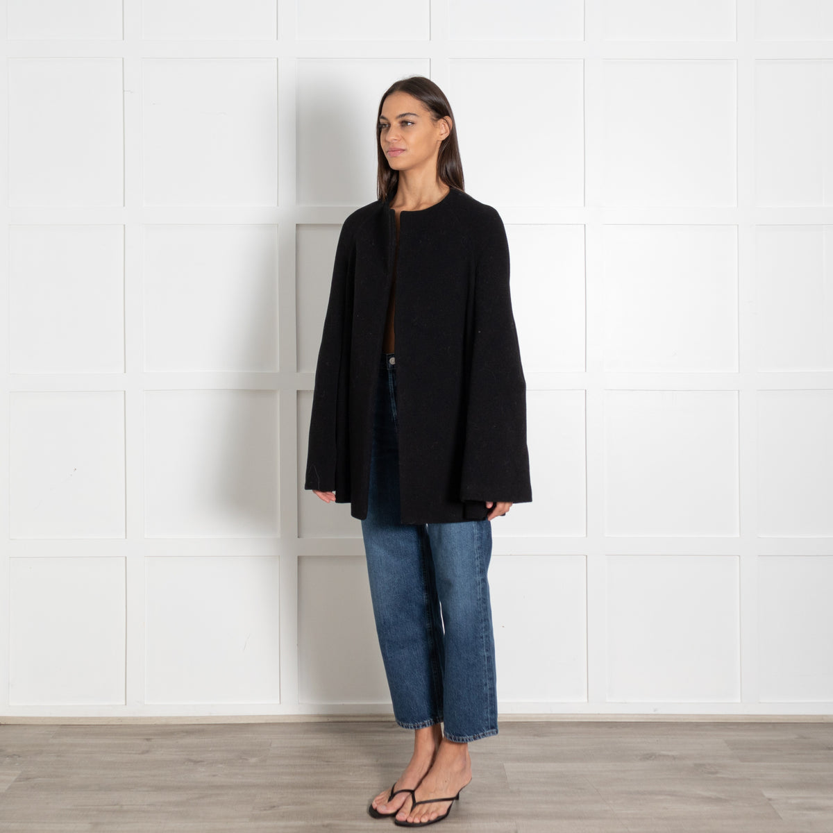 Toteme Black Wool Blend Bell Sleeve Jacket