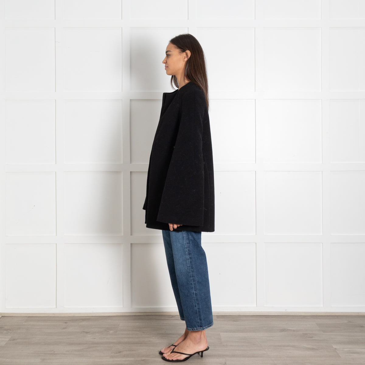 Toteme Black Wool Blend Bell Sleeve Jacket
