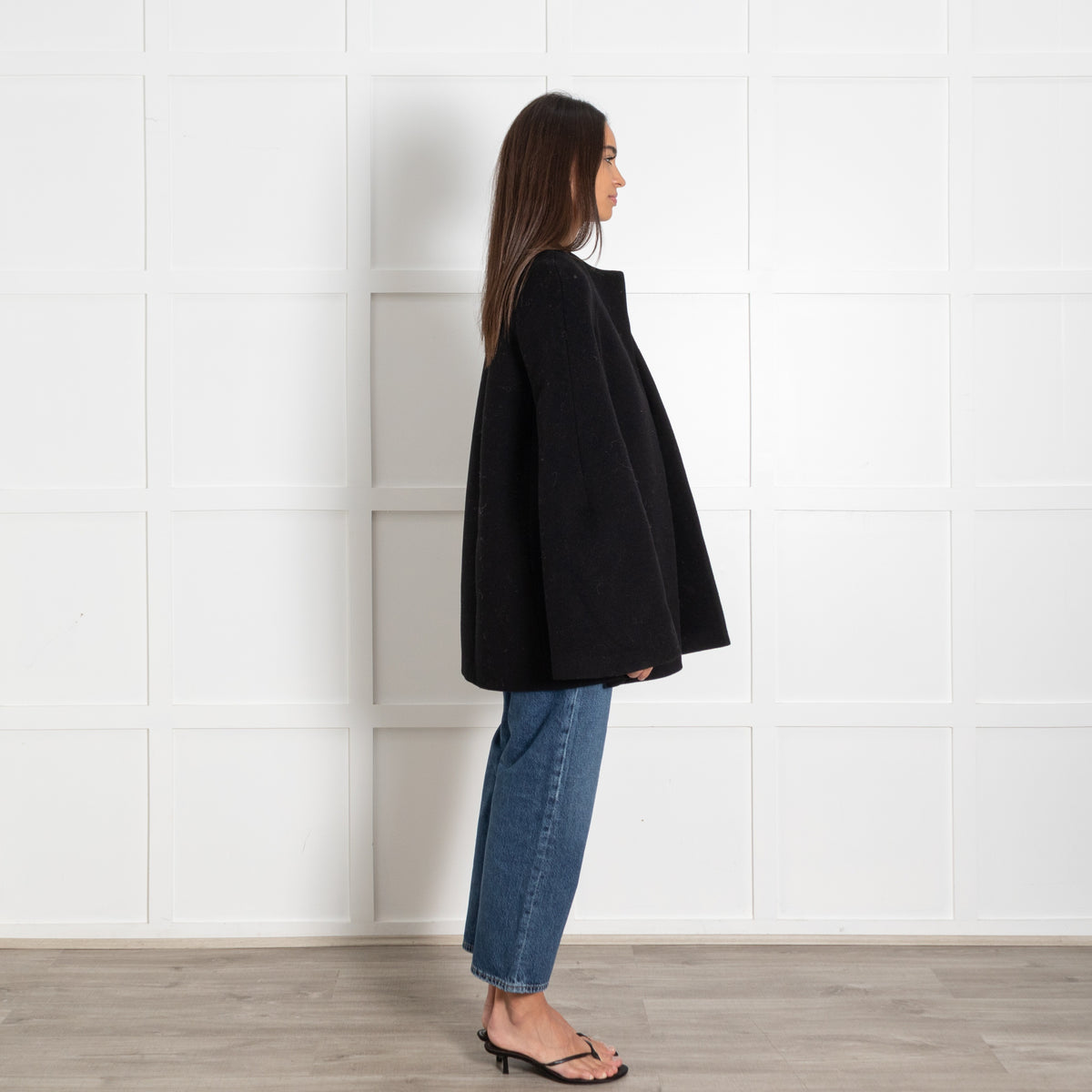 Toteme Black Wool Blend Bell Sleeve Jacket