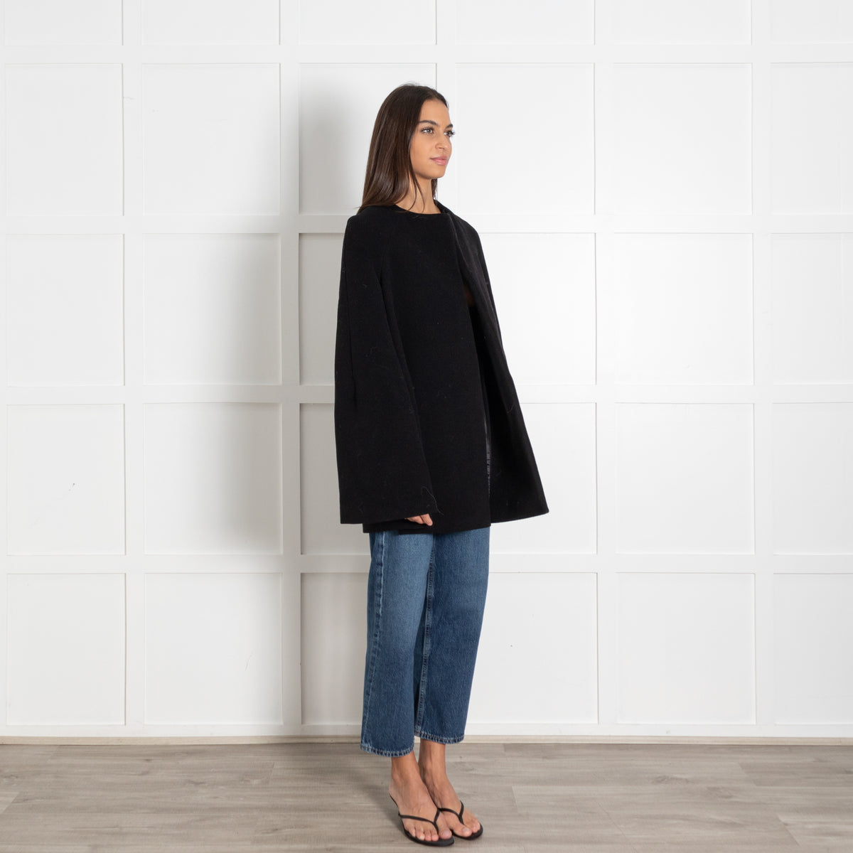 Toteme Black Wool Blend Bell Sleeve Jacket